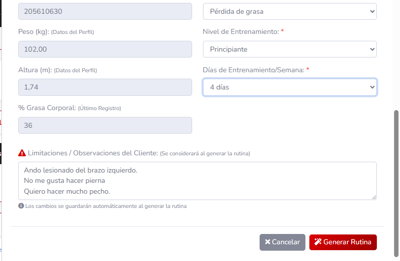 Formulario de rutina